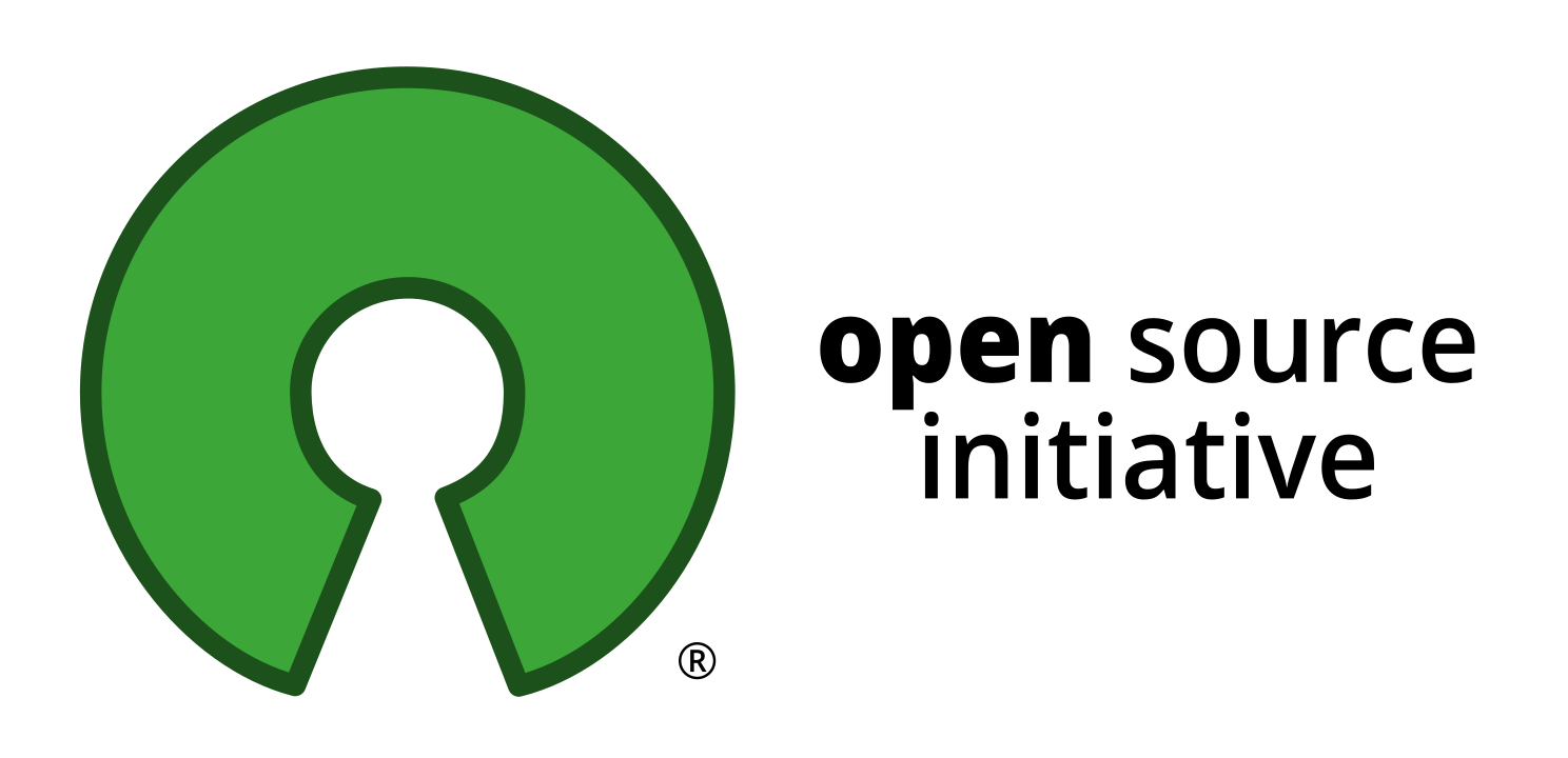 Logotipo oficial horizontal da Open Source Initiative (OSI)