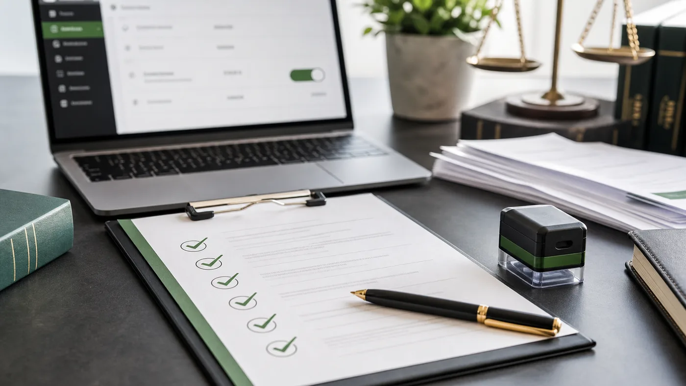 Checklist visual para revisar termos de uso de ecommerce antes da publicacao