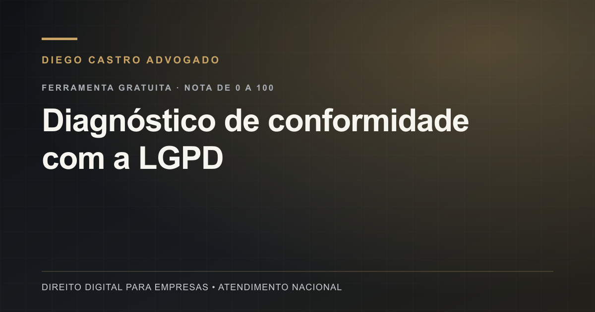 Prévia da ferramenta Diagnóstico de conformidade LGPD