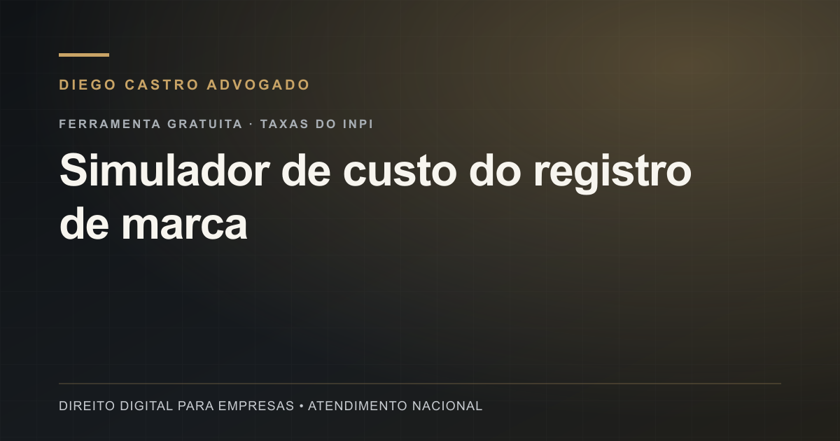 Prévia da ferramenta Simulador de custo do registro de marca