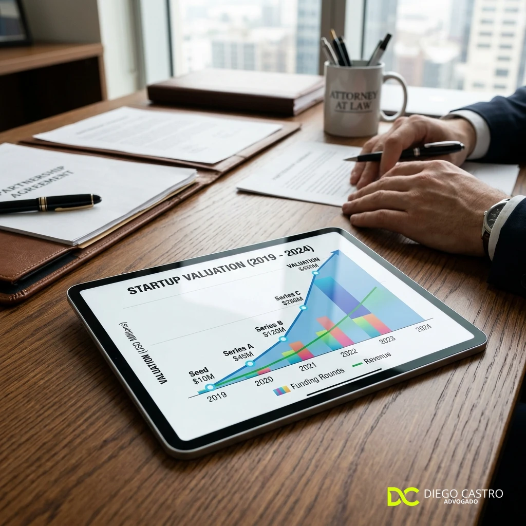 O Que É Contrato de Vesting e Cliff Para Startups? 1 Gráfico de valuation de startup demonstrando vesting