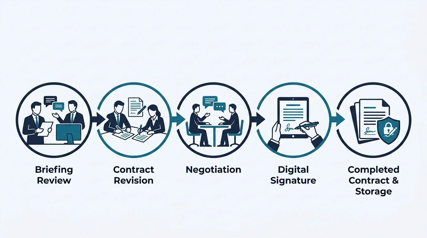 Cronograma por etapas da elaboração à assinatura do contrato
