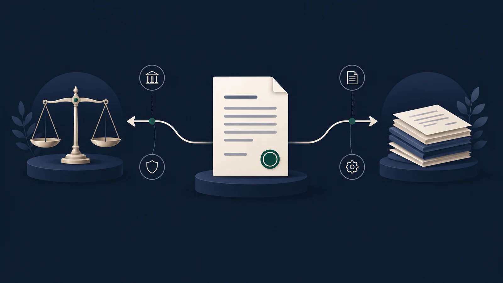 Ilustração flat de contrato e caminhos de cobrança judicial